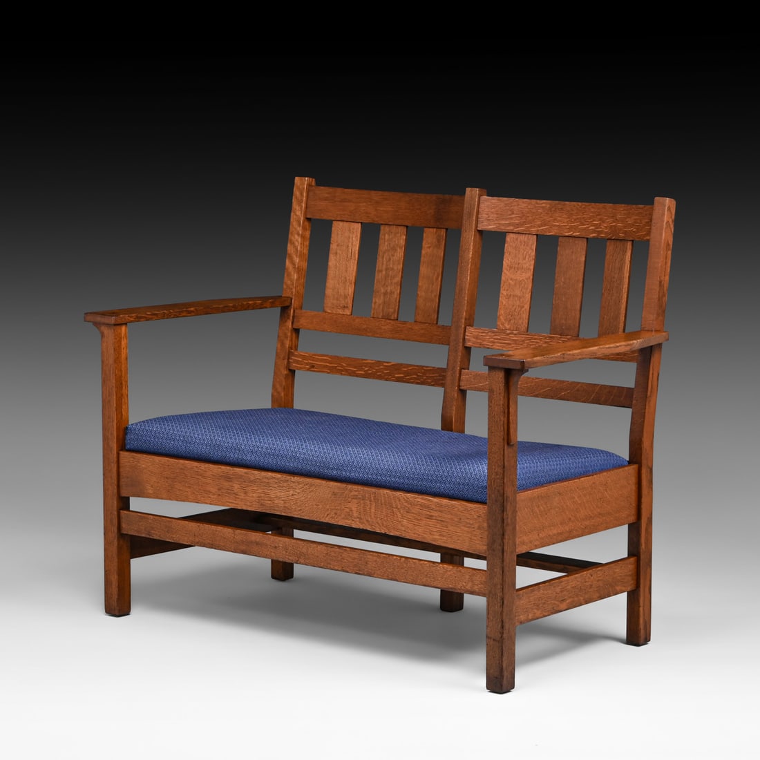 Stickley Brothers Oak Two-Back Settee c1910 - 2