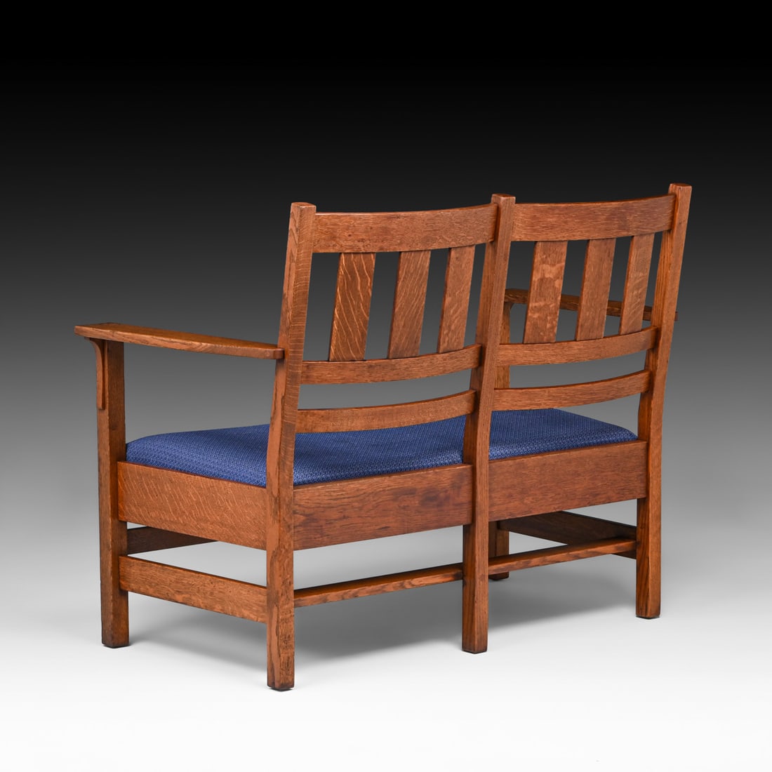 Stickley Brothers Oak Two-Back Settee c1910 - 3