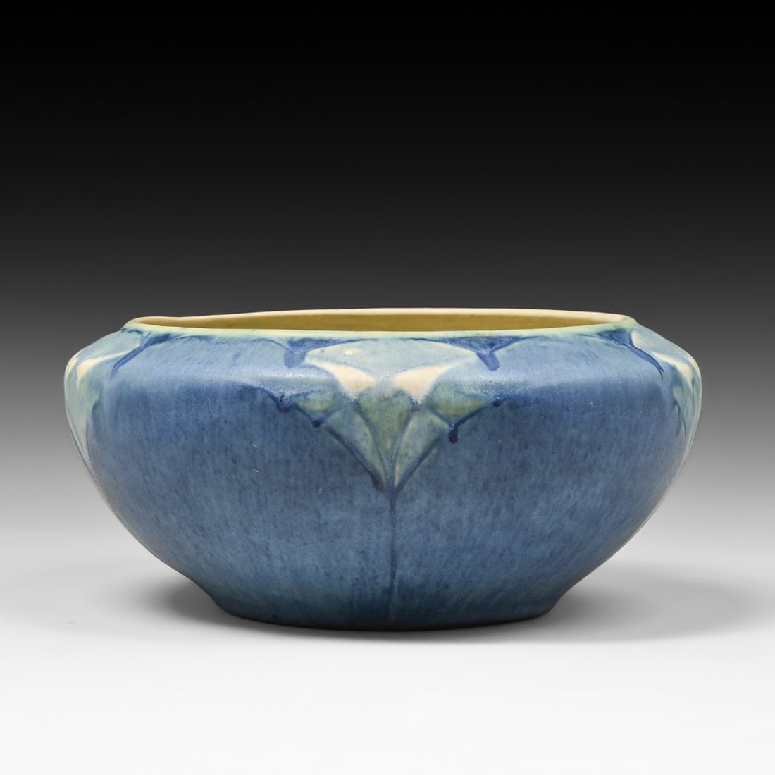 Newcomb College Pottery Matte Blue & Green Calla Lily Bowl 1932 (1 of 4)