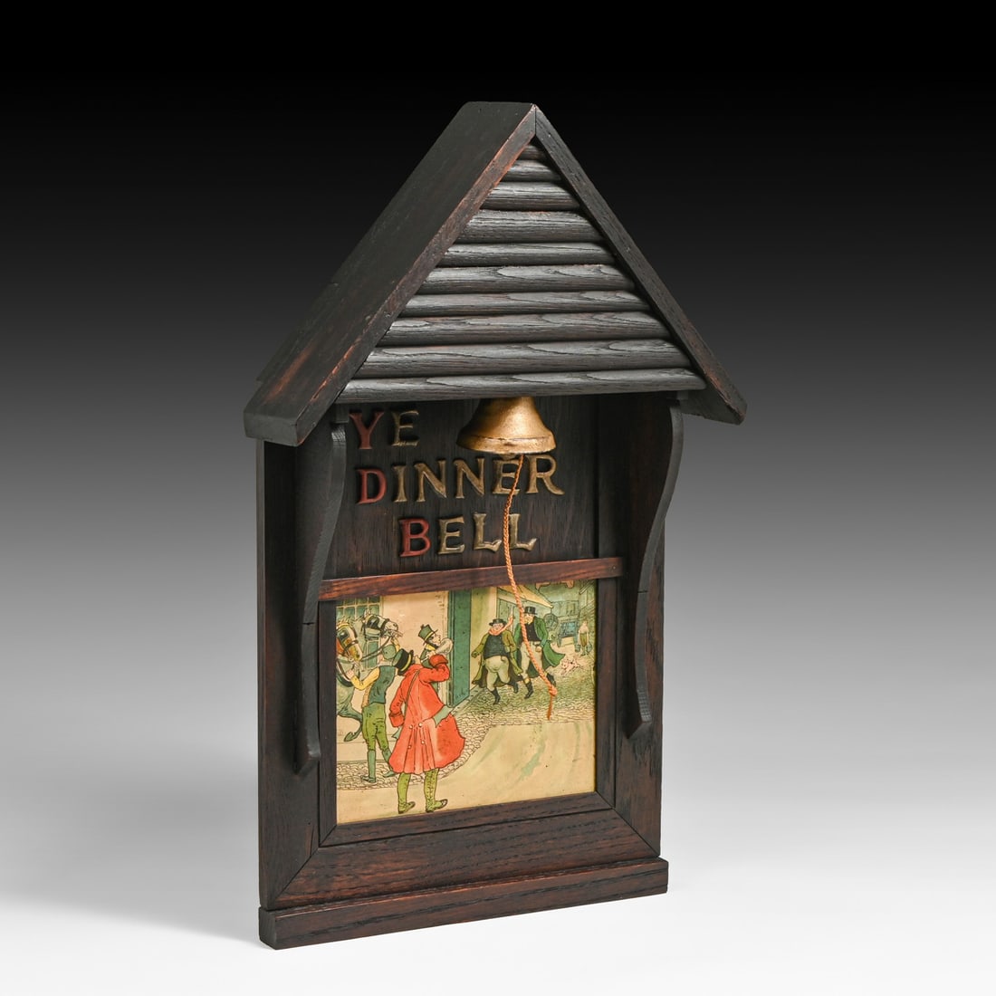 Arts & Crafts Flemish Art Company Pyrography "Ye Dinner Bell" Wall Plaque c1910: Arts & Crafts Flemish Art Company Pyrography "Ye Dinner Bell" Wall Plaque c1910. Unsigned. Excellent original finish. 23.75"h x 13"w x 4.25"d FREE NATIONWIDE SHIPPING Free Nationwide Shipping within t