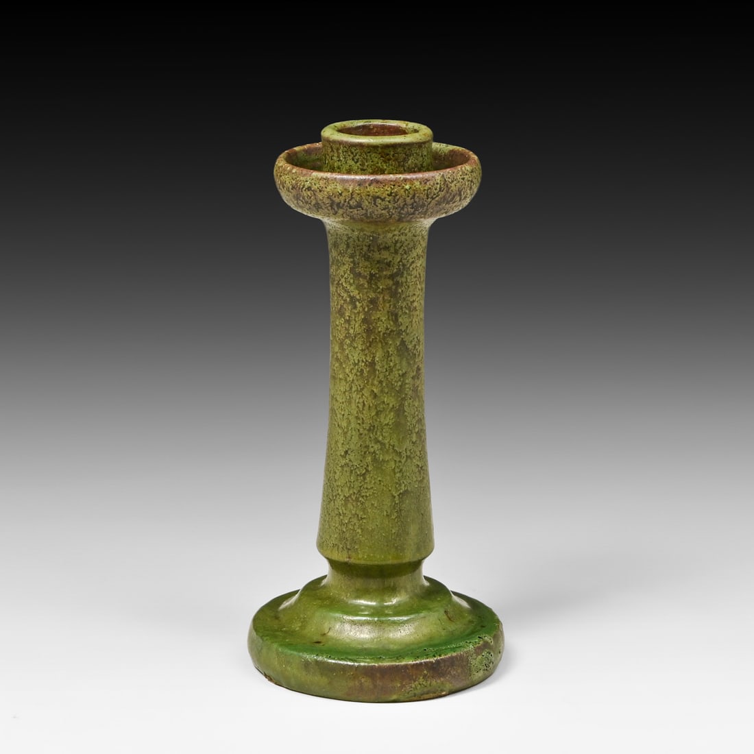 William J. Walley Pottery Matte Green Candlestick c1910 - 2