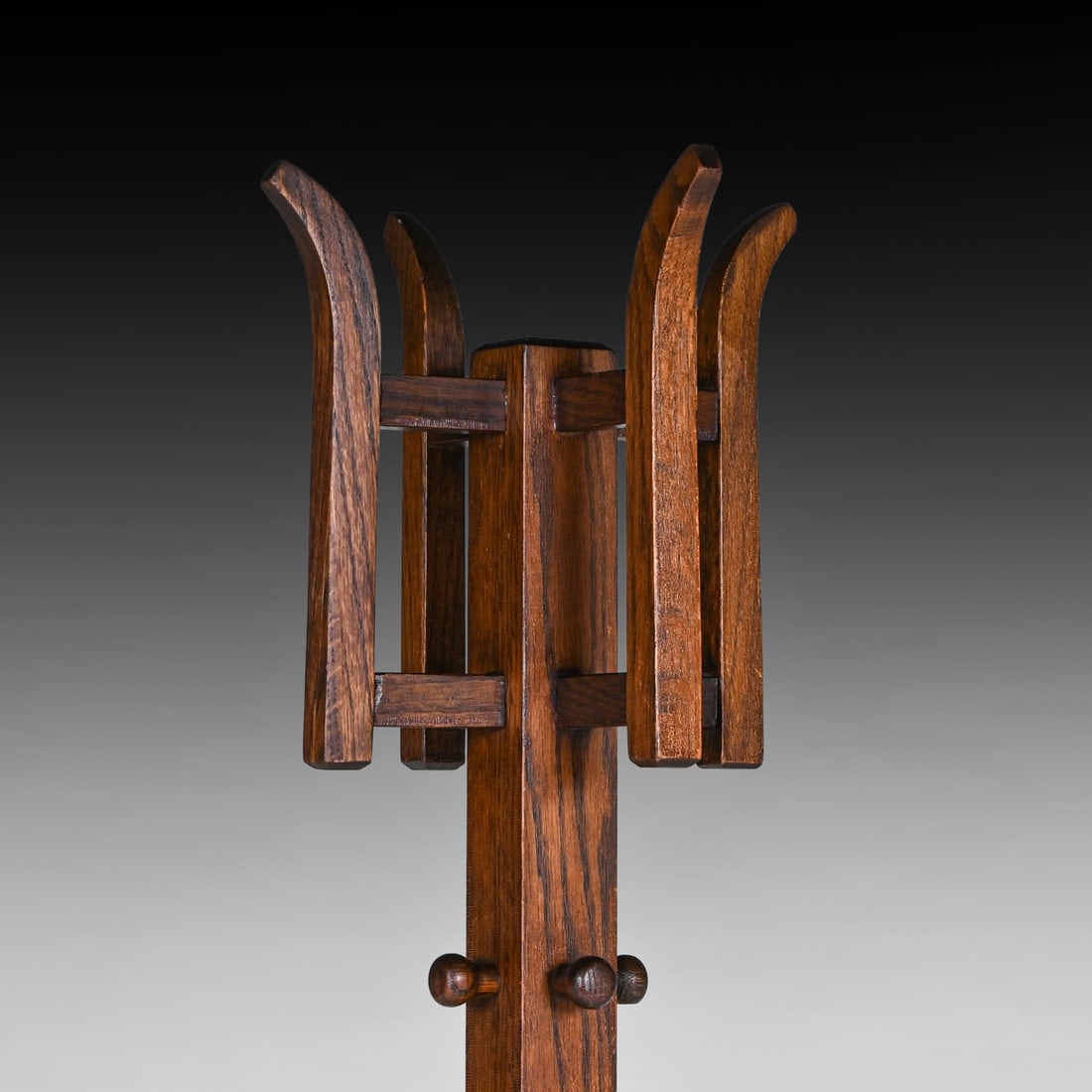 Grand Rapids Oak Coatrack c1910 - 4