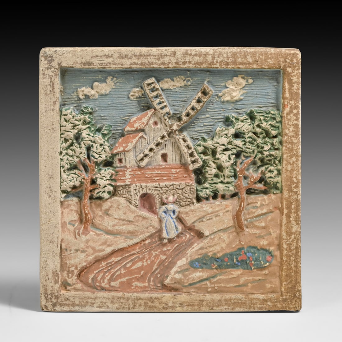Muresque - Oakland, CA Arts & Crafts Dutch Windmill Art Tile c1920s: Muresque - Oakland, CA Arts & Crafts Dutch Windmill Art Tile c1920s. Signed. Perfect condition. 6.25" x 6.25" FREE NATIONWIDE SHIPPING Free Nationwide Shipping within the lower 48 states for all