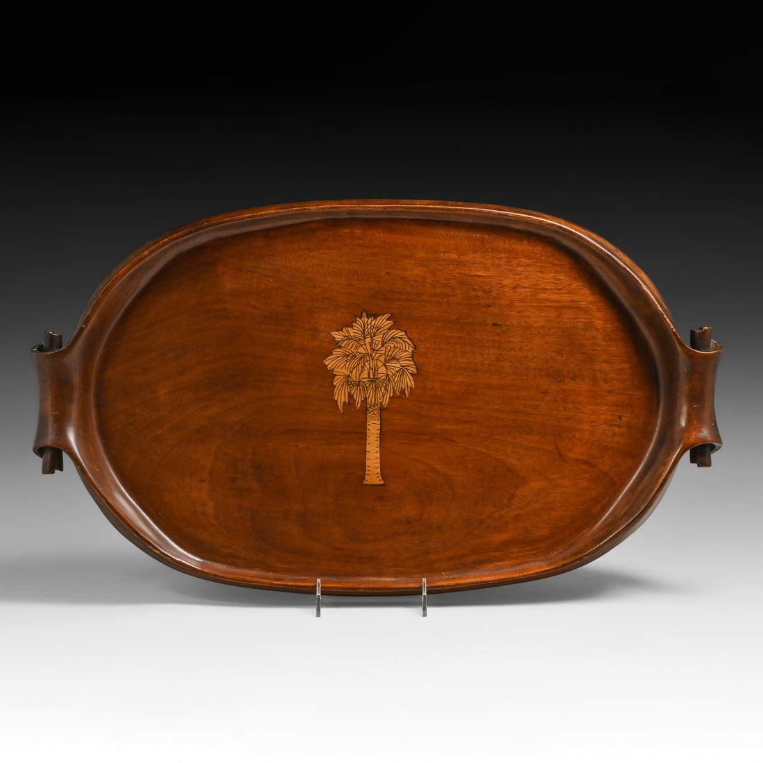 Antique Mahogany Palmetto Tree & Crescent Moon Serving Tray c1900: Antique Mahogany Palmetto Tree & Crescent Moon Serving Tray c1900. Unsigned. Excellent condition. 24.75" x 14" x 2" FREE NATIONWIDE SHIPPING Free Nationwide Shipping within the lower 48 states for all