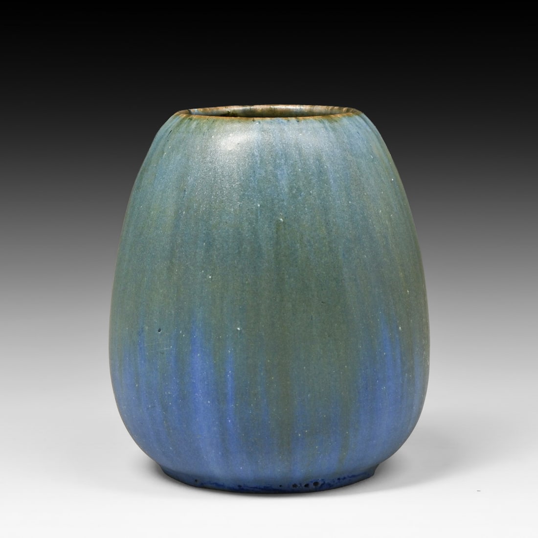 Fulper Pottery Green over Blue Flambé Vase c1911-1917.: Fulper Pottery Green over Blue Flambé Vase c1911-1917. Marked with the vertical rectangular "racetrack" ink stamp on the underside. Perfect condition. 4"h x 3.25"d FREE NATIONWIDE SHIPPING Free Natio