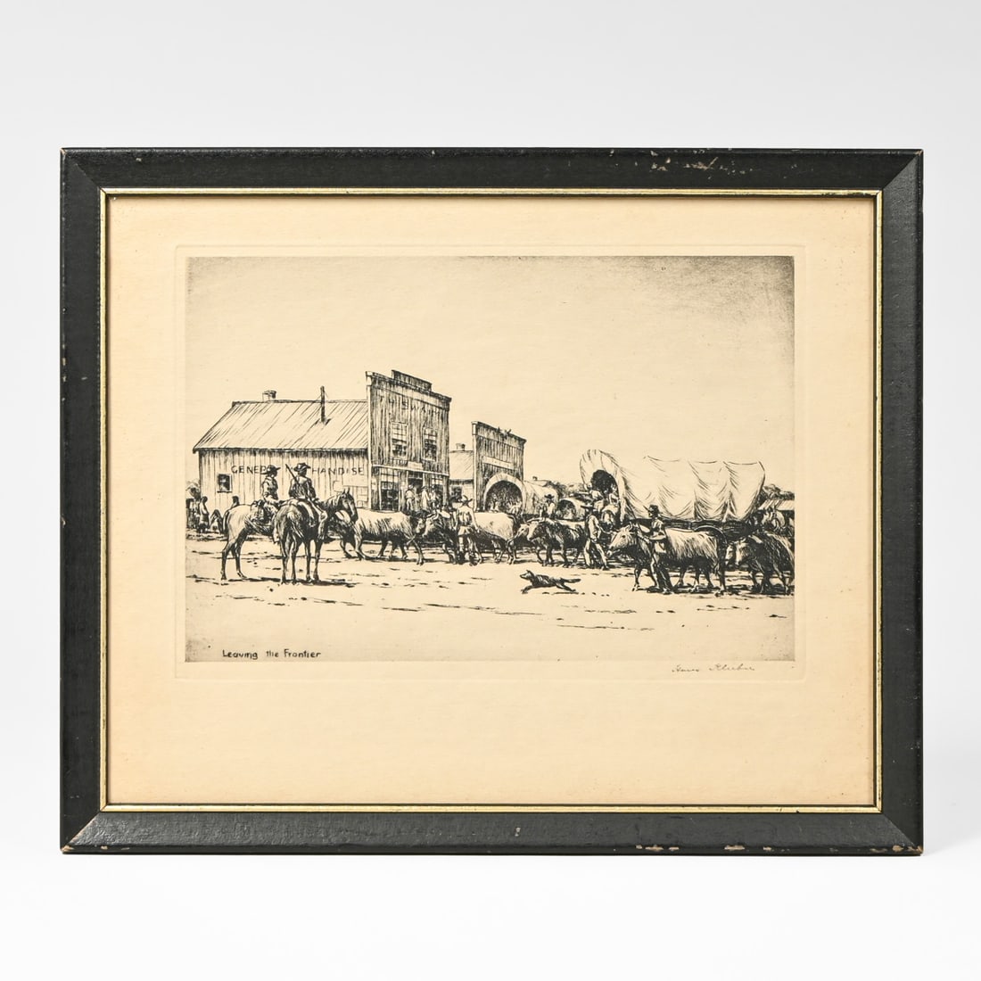 Hans Kleiber "Leaving the Frontier" Etching c1930 (1 of 5)