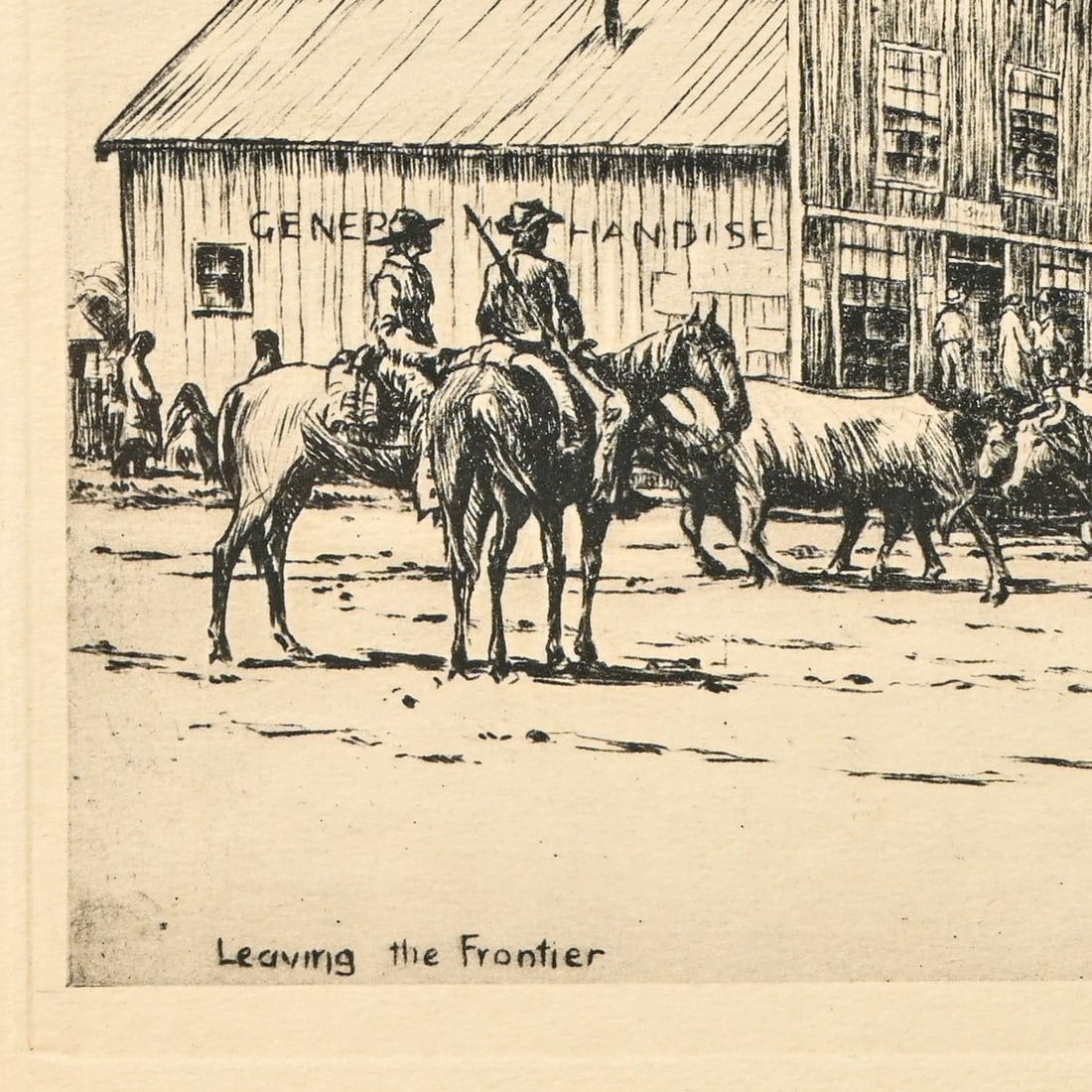 Hans Kleiber "Leaving the Frontier" Etching c1930 - 3