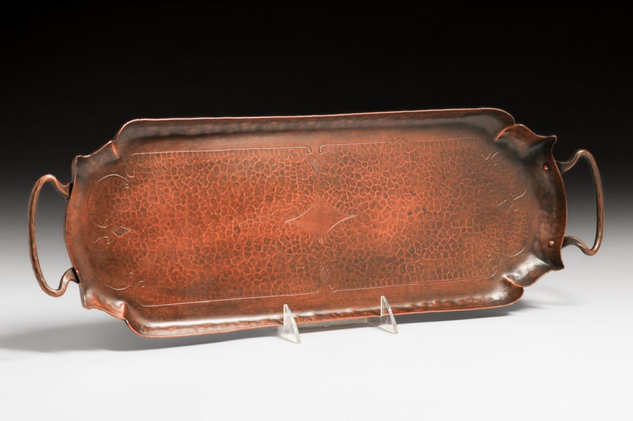 Craftsman Studios - Laguna Beach, CA Hammered Copper Two-Handled Tray c1930 - 2