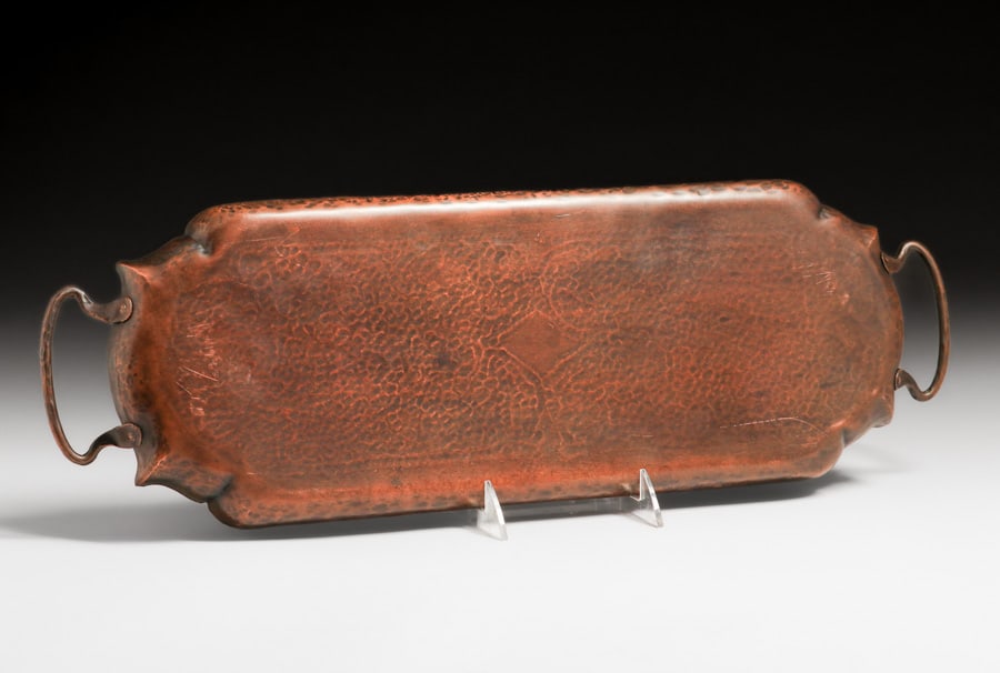 Craftsman Studios - Laguna Beach, CA Hammered Copper Two-Handled Tray c1930 - 5