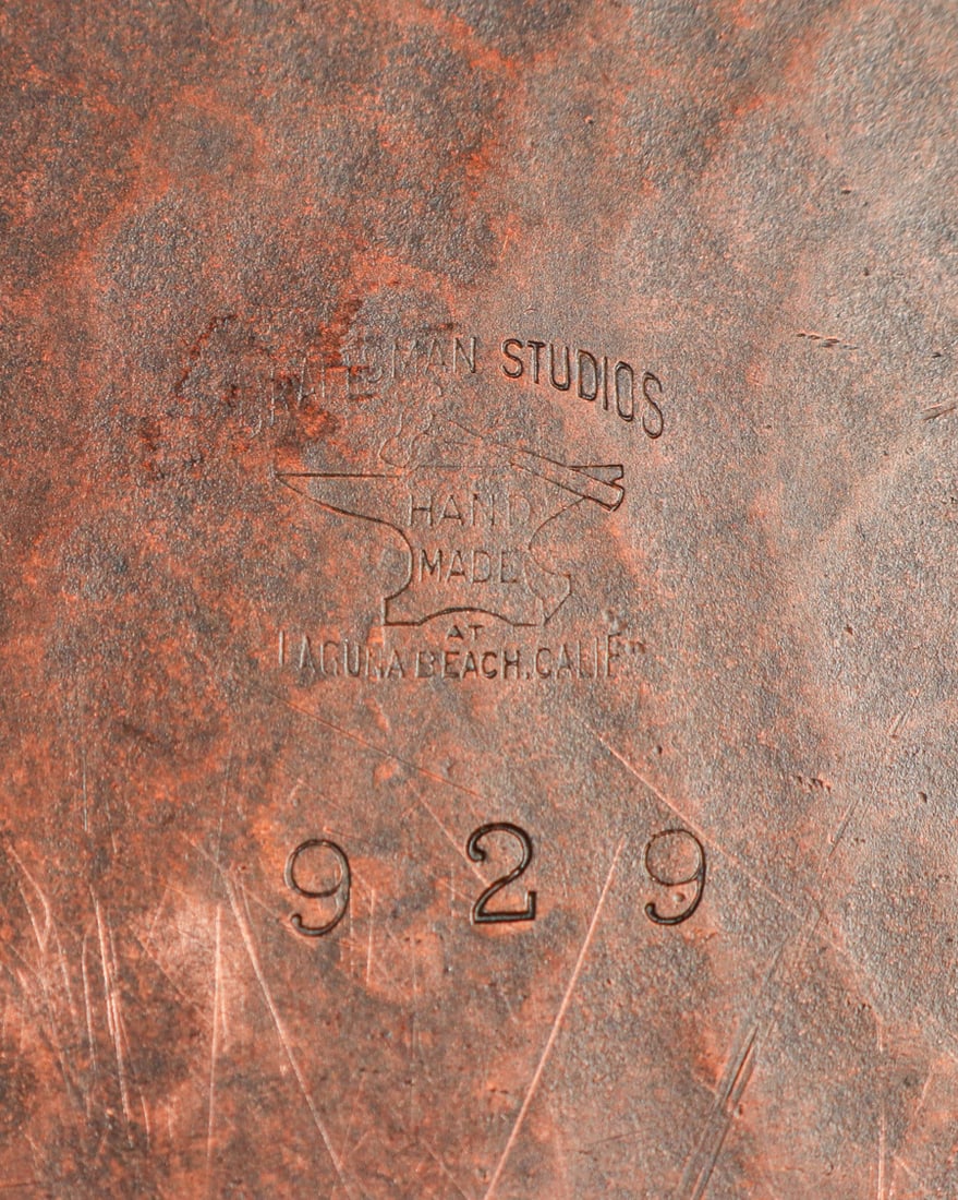 Craftsman Studios - Laguna Beach, CA Hammered Copper Two-Handled Tray c1930 - 6