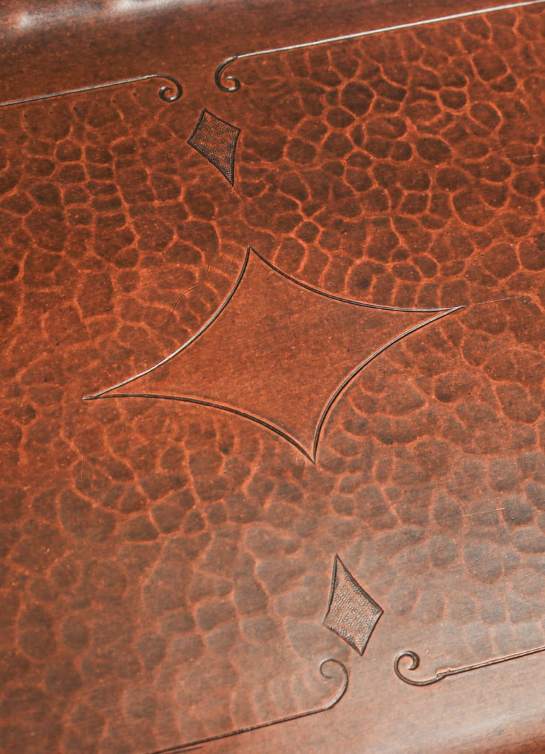 Craftsman Studios - Laguna Beach, CA Hammered Copper Two-Handled Tray c1930 - 7