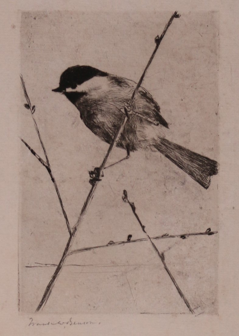 Frank W. Benson Drypoint "Chickadee" (1 of 3)