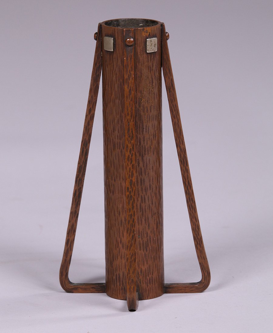 Roycroft Buttress Vase with Silver Squares (1 of 3)