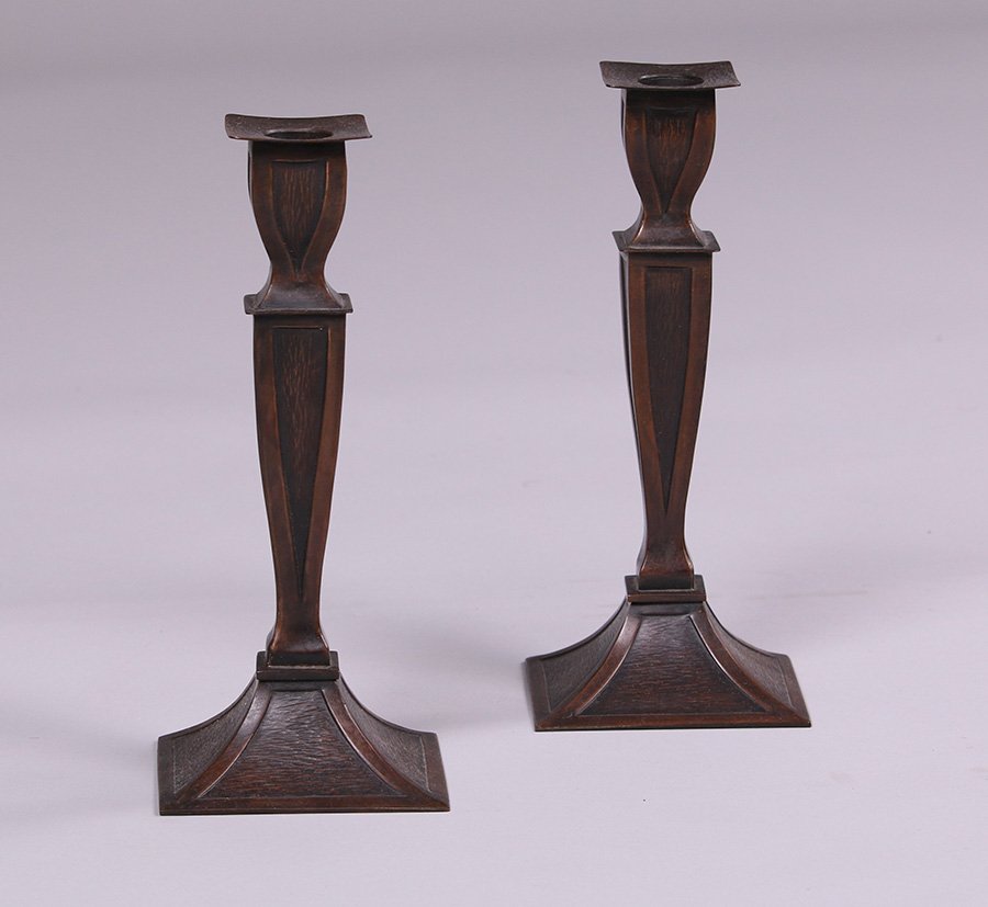 Pr Hammered Copper Square Candlesticks (1 of 3)