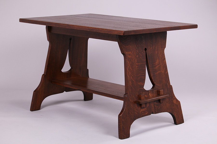 Unusual Stickley Brothers Cutout Trestle Table (1 of 4)