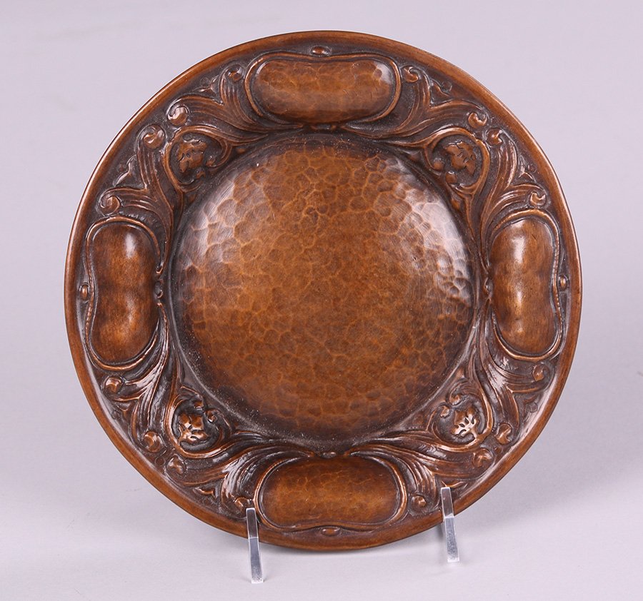 Arts & Crafts Hammered Copper Repousse Tray (1 of 2)