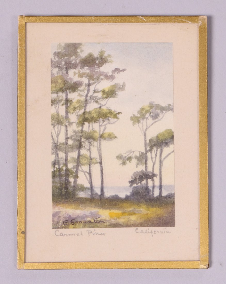 Ethel Smeaton Miniature Watercolor "Carmel Pines" (1 of 2)
