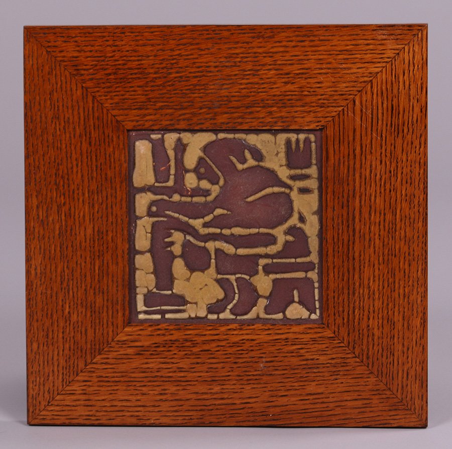 Grueby Monk Tile in Oak Frame (1 of 3)