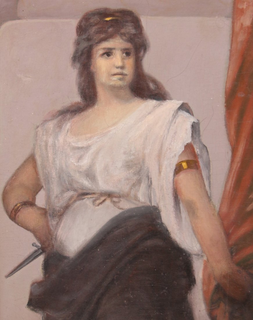 Old Painting of Pre-Raphaelite Woman with Dagger (1 of 5)