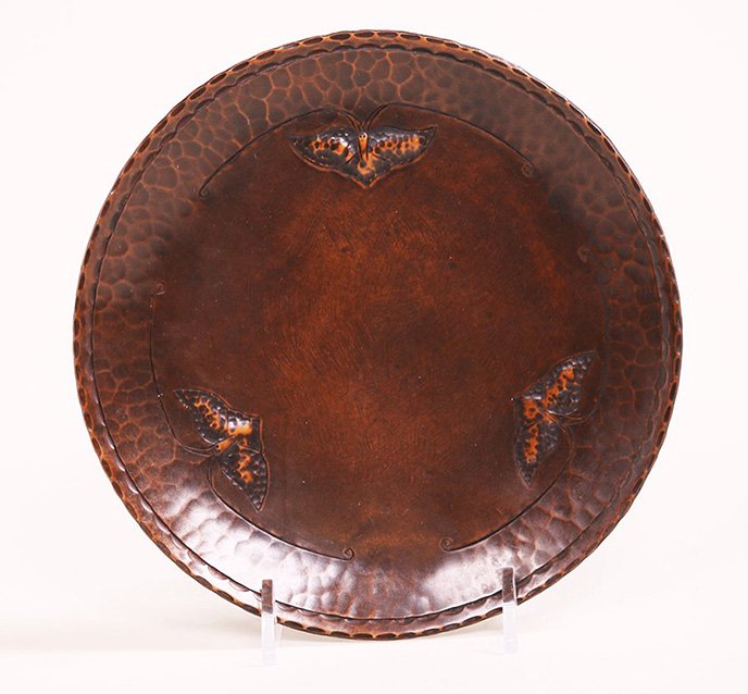 Arts & Crafts Hammered Copper Butterfly Tray (1 of 2)