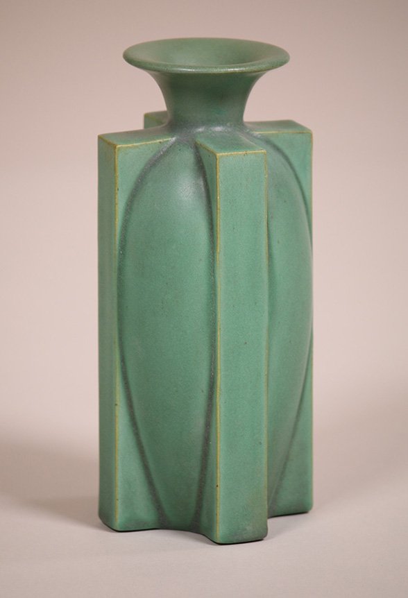 Rare Teco 4-Buttress Matte Green Vase (1 of 5)