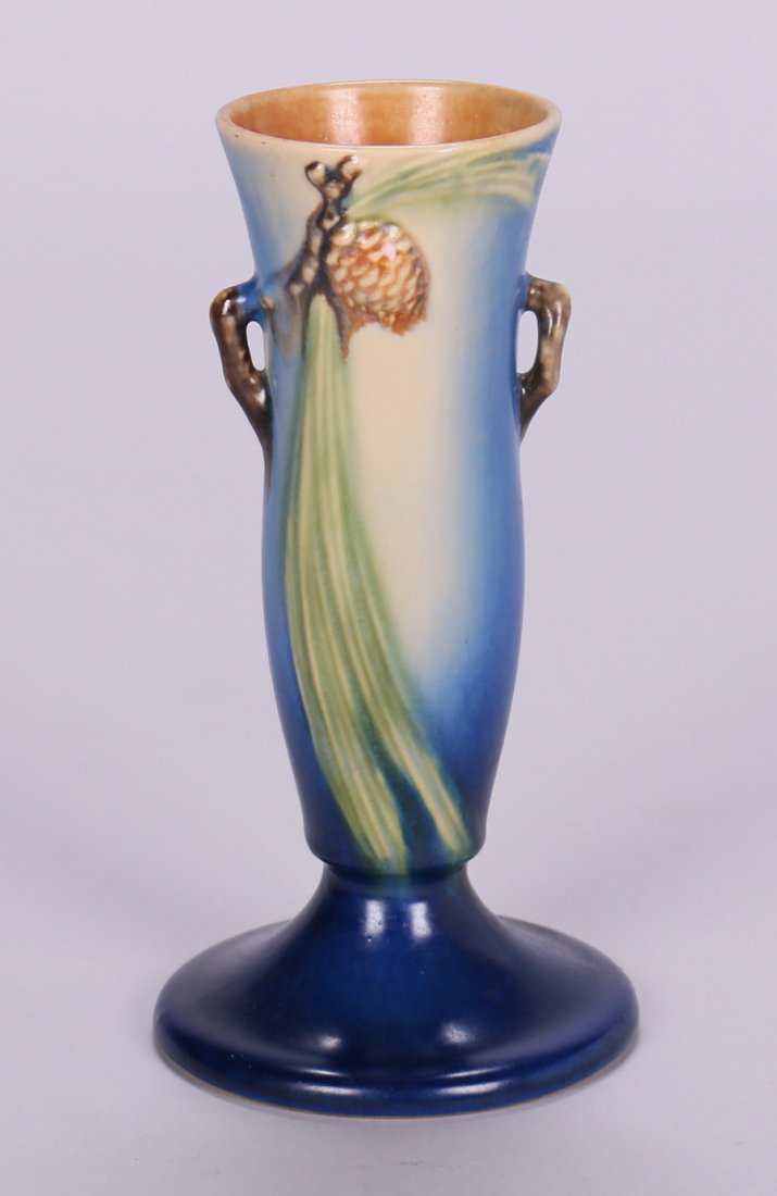 Roseville Blue Pinecone Tall Narrrow Vase (1 of 4)