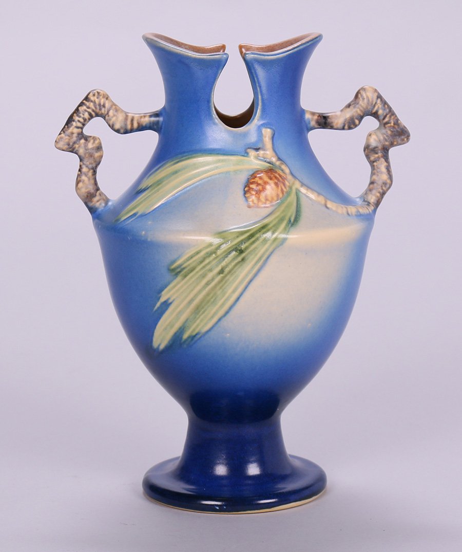 Roseville Blue Pinecone Two-Handled Vase #856-10 (1 of 3)