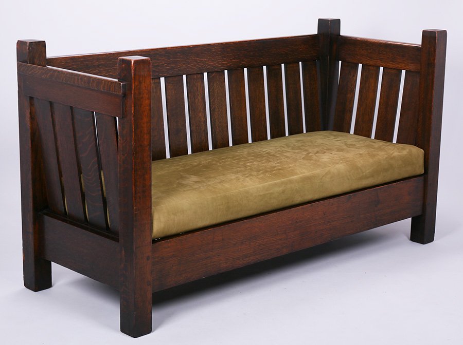 Early Gustav Stickley #173 Evenarm Settle c1902 (1 of 3)