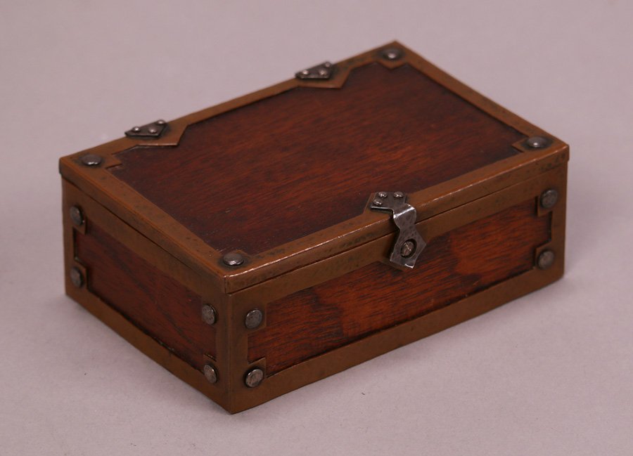 Arts & Crafts Hammered Copper & Silver Box (1 of 2)