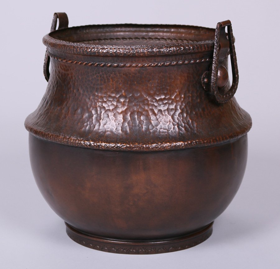 Large Hammered Copper Two-Handled Jardiniere (1 of 4)
