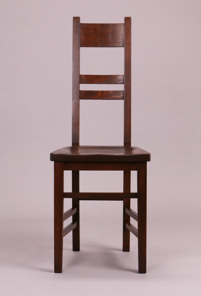 Lifetime Hall Chair: Lifetime Furniture Co narrow hall chair. Signed. Refinished. 40.25"h x 15.5"w x 15"d. 5% of this lot will benefit The Dirk van Erp Foundation. We box and ship ourselves, to keep shipping costs low. We