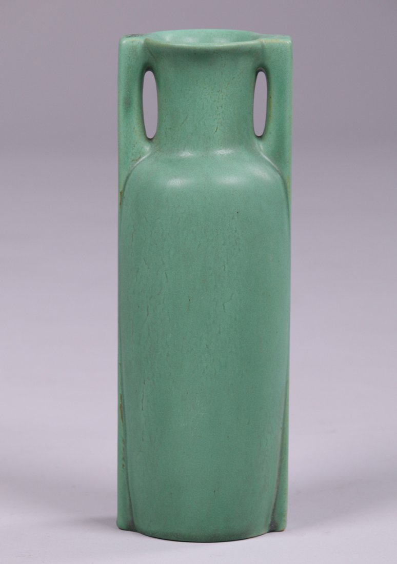 Teco Tall Matte Green Vase #432 with 2 Buttress Handles (1 of 3)