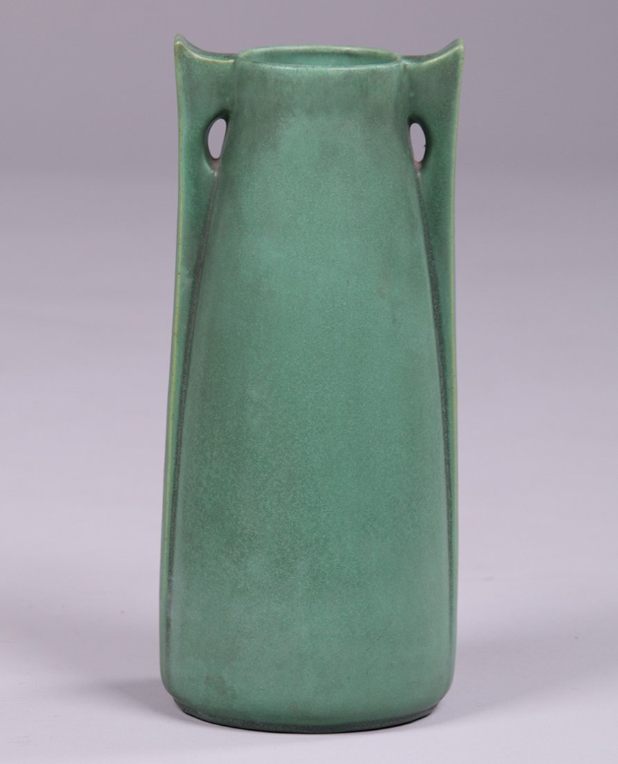 Teco Two-Handle Matte Green Vase (1 of 3)