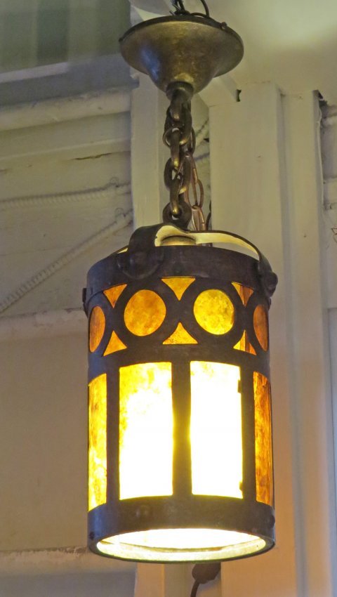 Arts & Crafts Iron & Mica Hanging Lantern (1 of 2)