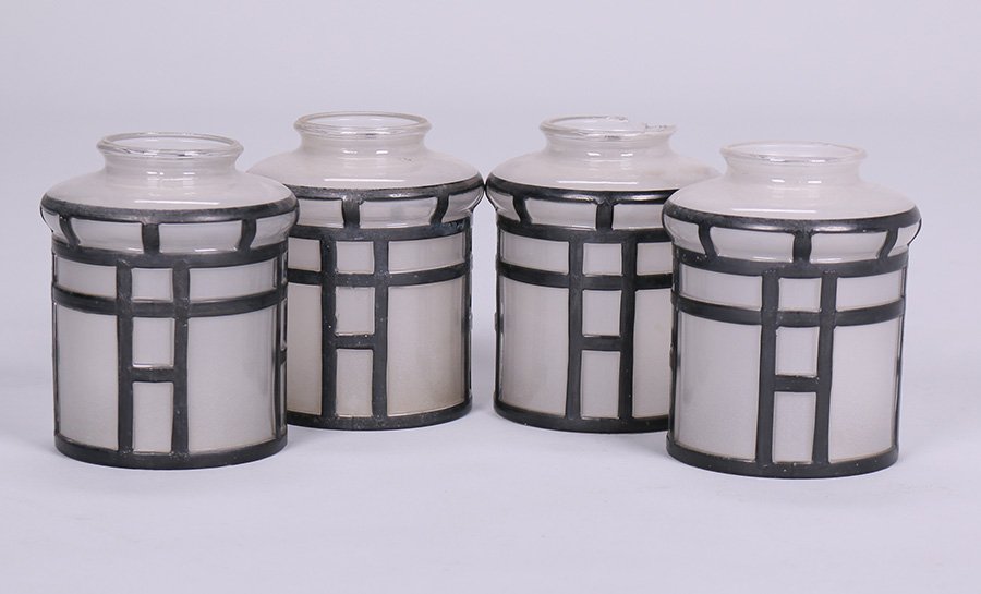 Set of 4 Arts & Crafts Frosted Glass Vintage Glass (1 of 2)