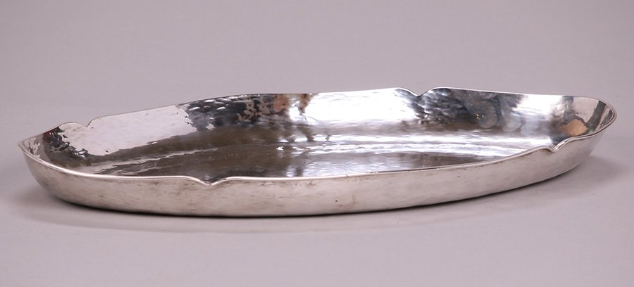 Arts & Crafts Hammered Copper Silver-Plated Tray c1910 (1 of 4)