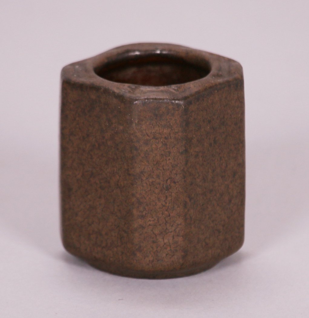 Small Early Fulper 8-Sided Matte Brown Vase (1 of 4)