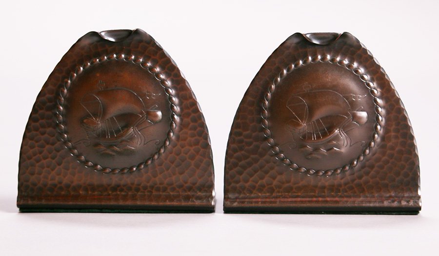 Roycroft Hammered Copper Galleon Ship Bookends (1 of 3)