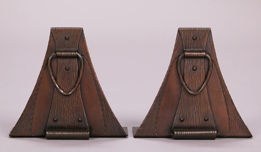 Roycroft Hammered Copper Arched Loop Bookends (1 of 3)