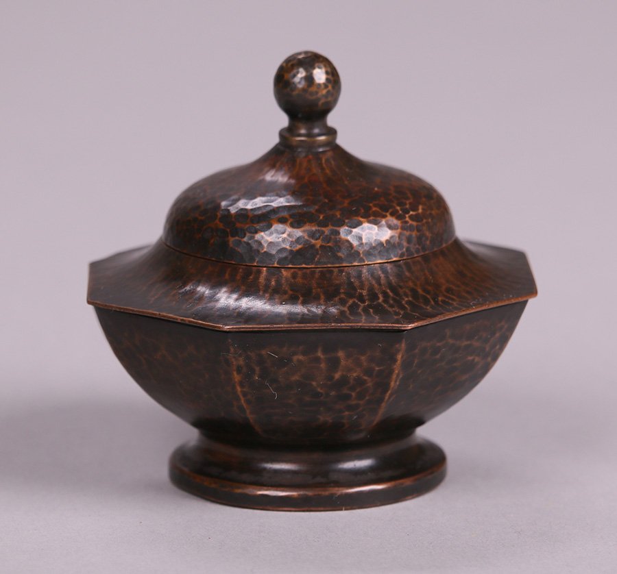 Unusual Roycroft Hammered Copper Octagonal Inkwell (1 of 4)