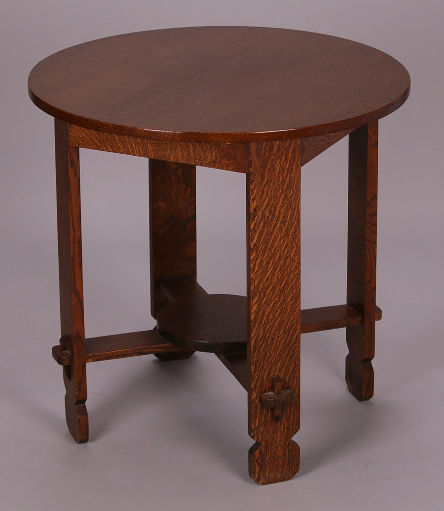 Mission Oak 30"d Lamp Table (1 of 2)