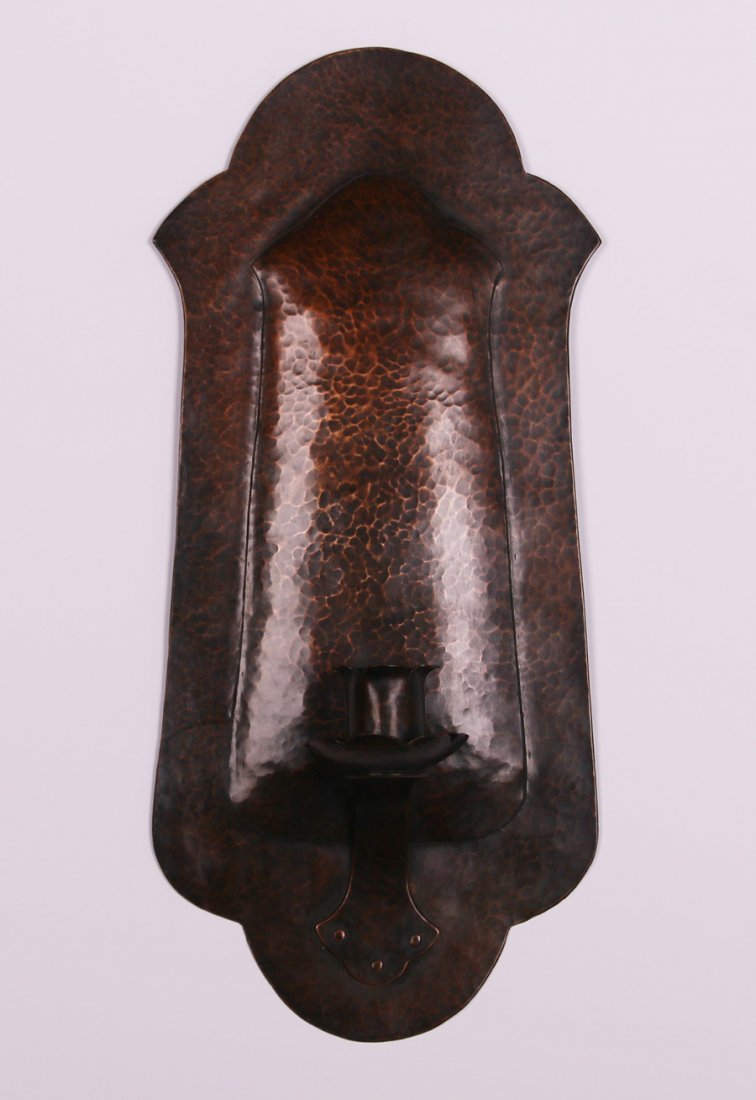 Arts & Crafts Hammered Copper Candlesconce (1 of 2)