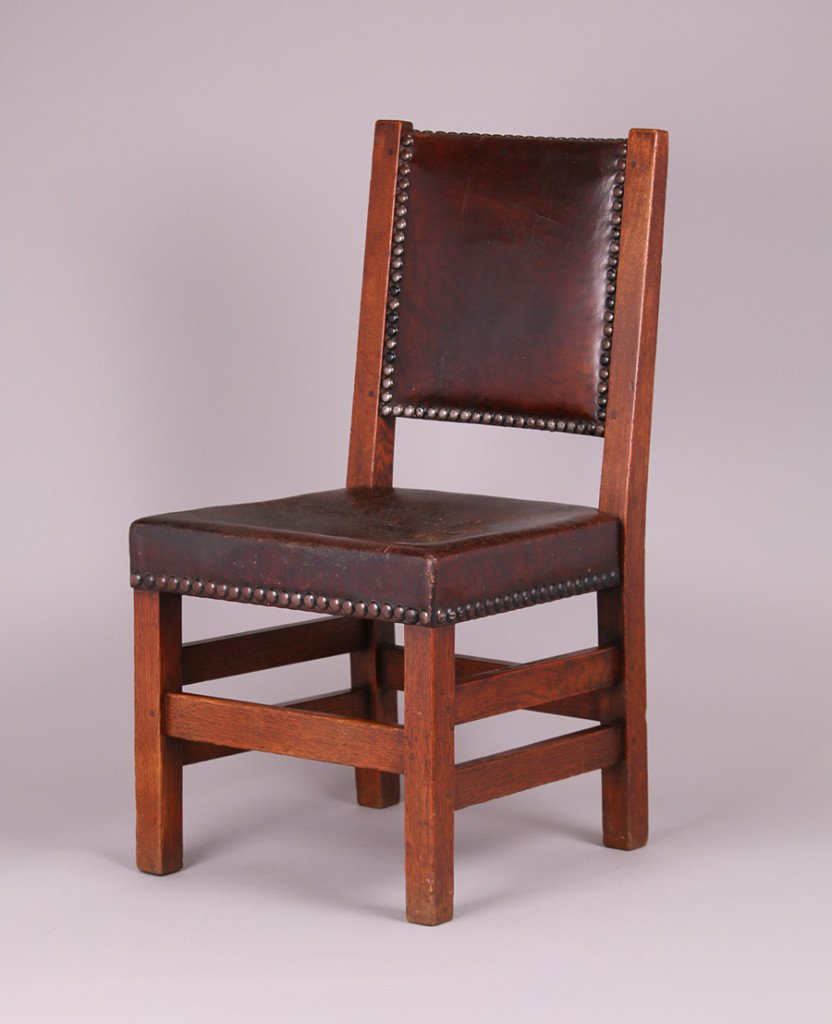 Gustav Stickley Leather-Back Side Chair (1 of 2)