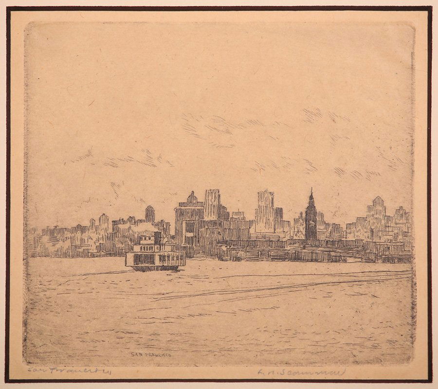Lawrence Scammon Etching of San Francisco Bay c1930s (1 of 4)