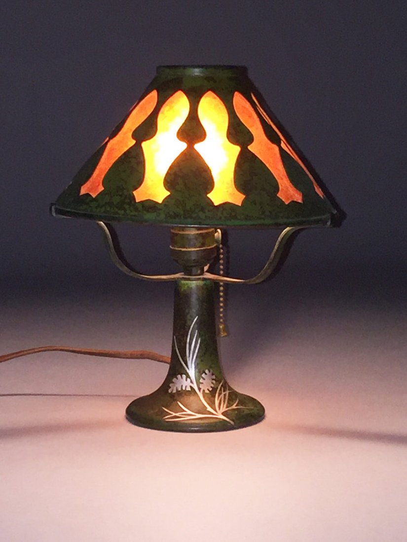 Heintz Sterling on Bronze Green Lamp (1 of 2)