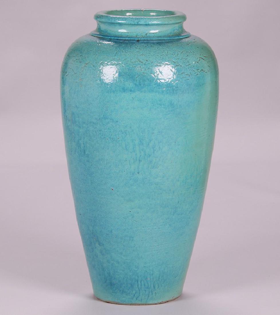 Large Galloway Floor Vase with Mottled Turquoise Glaze