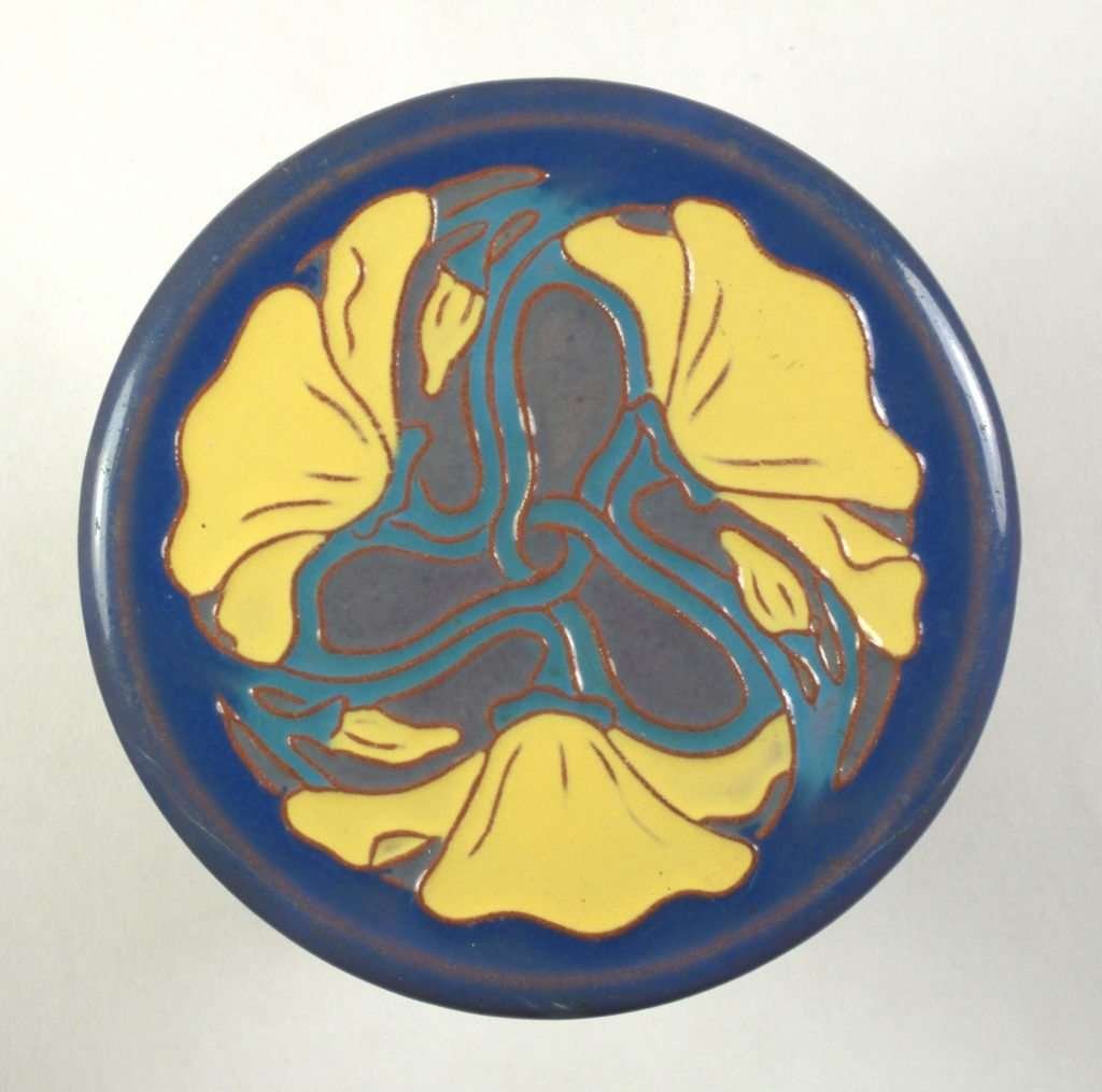 California Faience Blue & Yellow Poppy Tile (1 of 1)