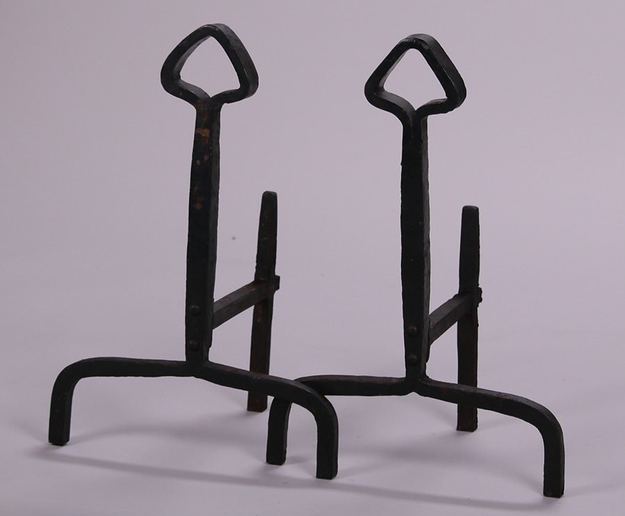 Arts & Crafts Hand-Forged Iron Andirons c1910 (1 of 1)