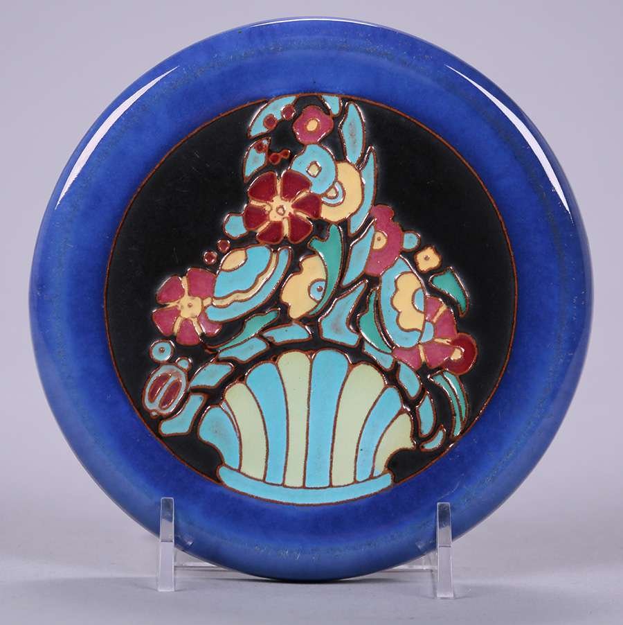 California Faience Fruit Basket Tile c1920s (1 of 2)