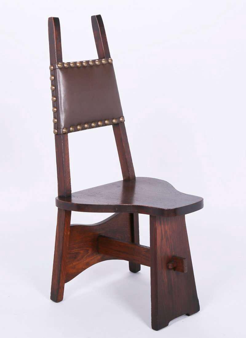 Limbert "Bicycle" Chair: Limbert "Bicycle" Chair. Signed with branded mark. Excellent original finish. 42"h x 19"w x 19"d. Larger piece are shipped via Steve Auger Shipping. He travels coast to coast every month delivering an